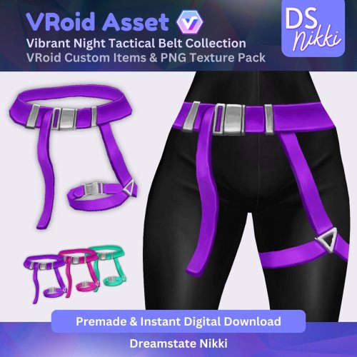 More information about "VRoid Studio Outfit – Stylish Tactical Belt Set, VRoid Custom Items & PNG Textures Pack, VTuber Clothes, Digital Asset"