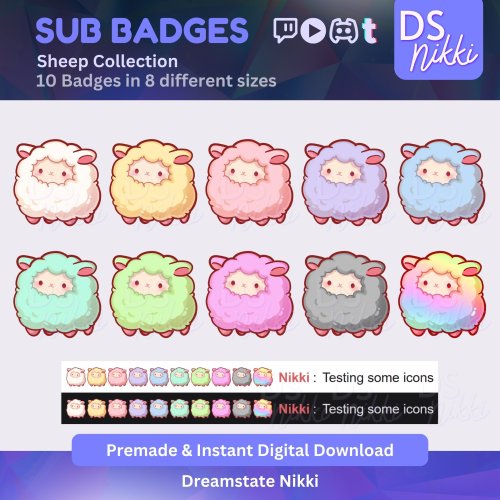 More information about "Cute Sheep Twitch Badges | Cute Animal Sub Bit Badges for Twitch YouTube Discord TikTok"