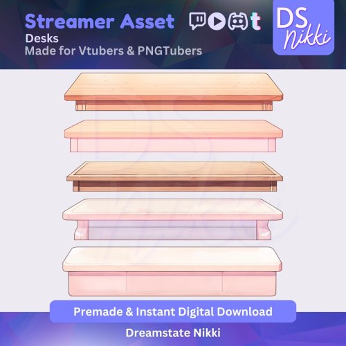 More information about "Vtuber Desk PNG Prop Pack | 5x Streamer Tables for Vtube Studio, PNGtuber, Twitch Overlay, Cute Vtuber Asset, Stream Background Decor"
