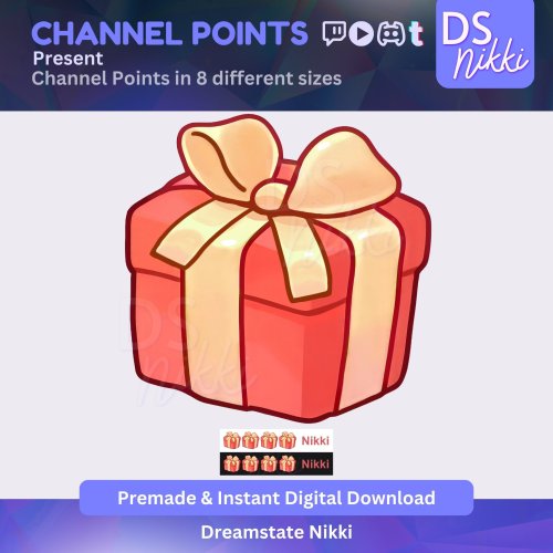 More information about "Present Twitch Channel Points Icon – Gift Badge for Twitch, YouTube, Discord, TikTok – Kawaii Stream"