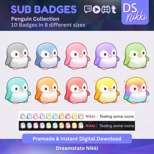 More information about "Kawaii Penguin Twitch Badges | Cute Animal Sub Bit Badges for Twitch YouTube Discord TikTok"