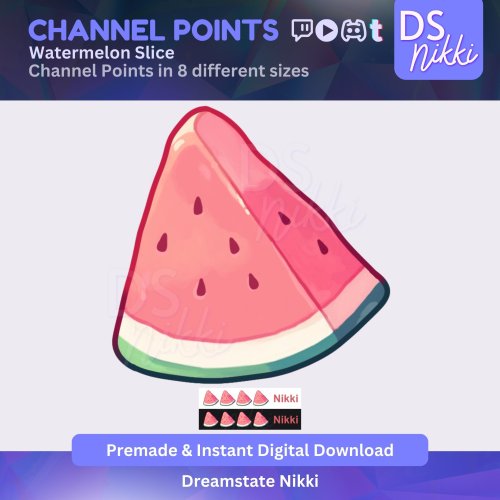 More information about "Watermelon Slice Twitch Channel Points Icon – Cozy Fruit Badge for Twitch, YouTube, Discord, TikTok – Kawaii Stream Reward Icon"