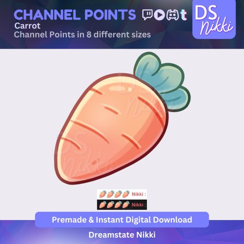 More information about "Carrot Easter Twitch Channel Points Icon – Cute Spring Badge for Twitch, YouTube, Discord, TikTok – Kawaii Stream Reward Icon"