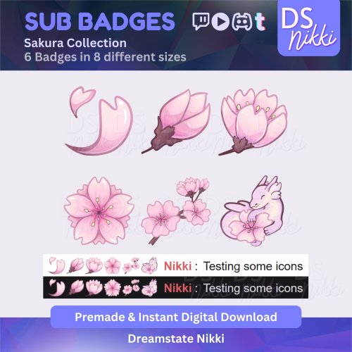 More information about "Cute Twitch Sub Badges – Sakura Pastel Bit Emotes"
