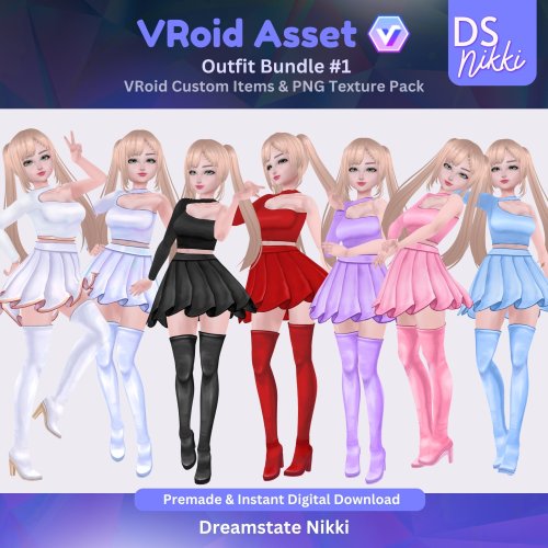 More information about "VRoid Studio Outfit Bundle – VTuber Clothes PNG Textures Pack (Set #1)"
