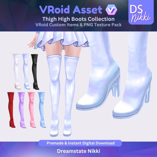 More information about "VRoid Studio Outfit – Thigh High Boots Set, VTuber Clothes PNG Textures"