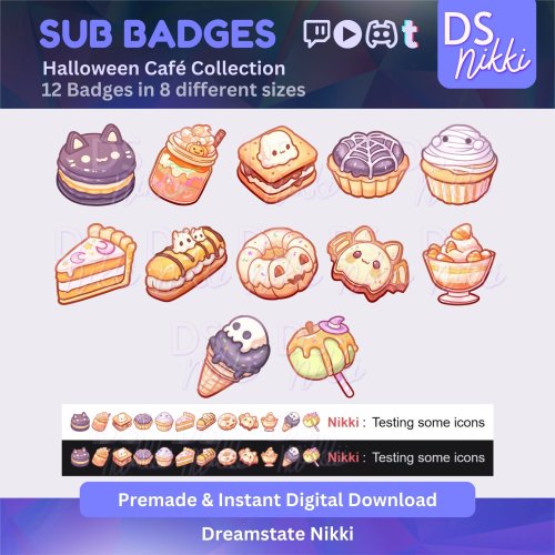 More information about "Halloween Twitch Badges – Kawaii Pastel Spooky Sub Emotes"